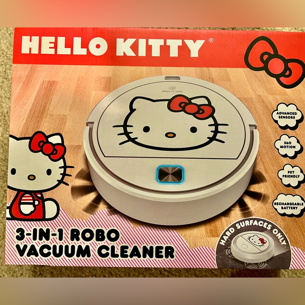 Hello Kitty Face With Red Bow 3 in 1 Robo Vacuum Cleaner NEW